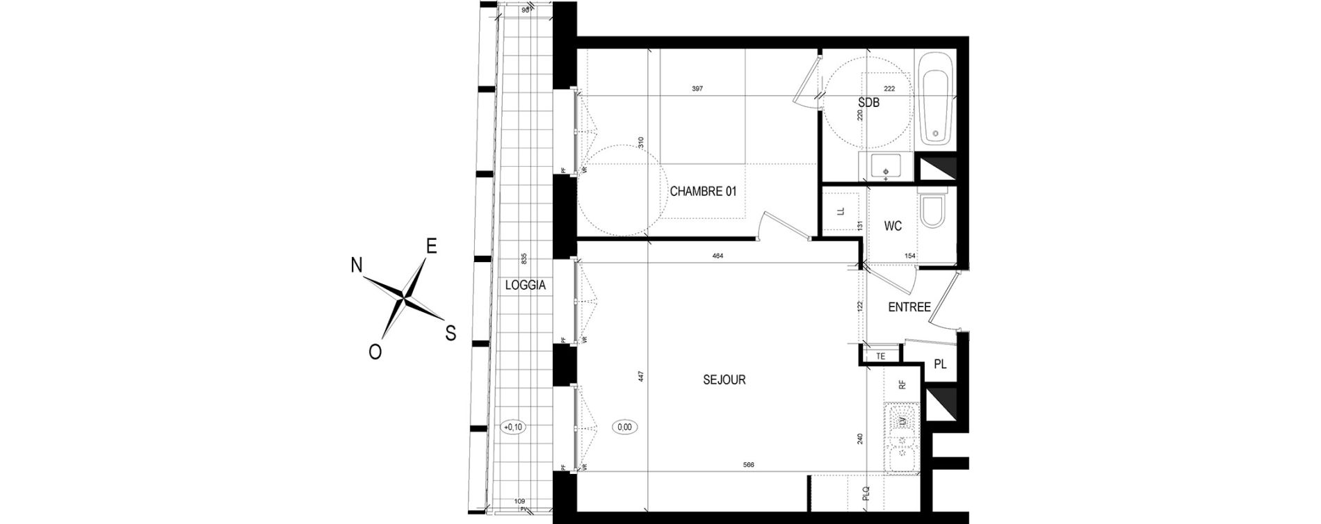 Appartement T2 de 44,88 m2 &agrave; Reims Charles arnould - clairmarais
