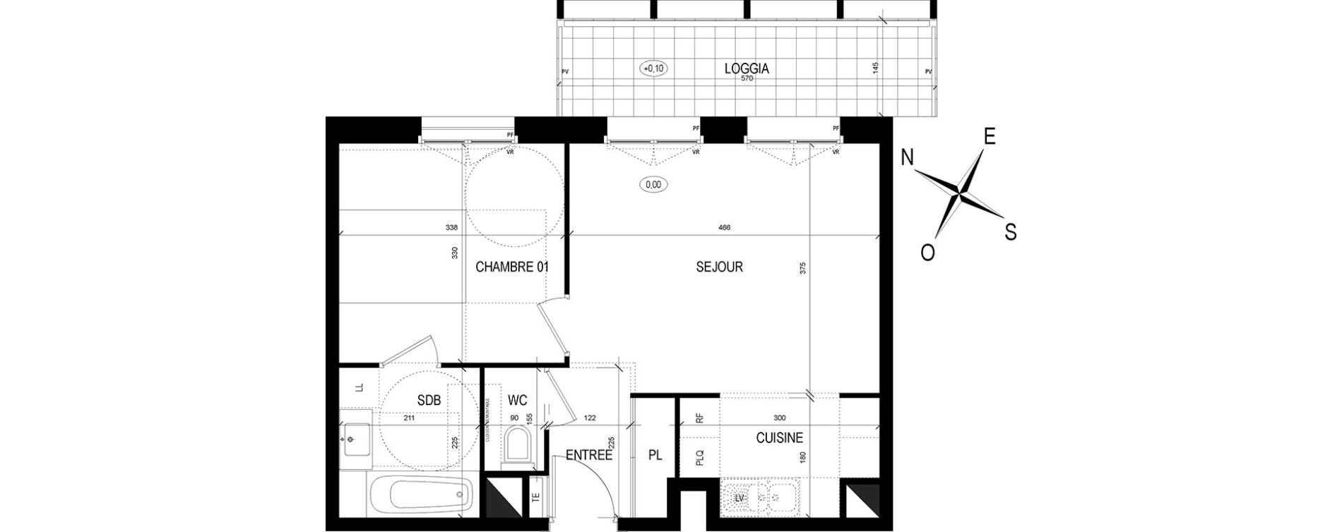 Appartement T2 de 42,77 m2 &agrave; Reims Charles arnould - clairmarais
