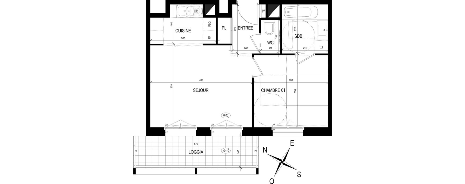 Appartement T2 de 42,31 m2 &agrave; Reims Charles arnould - clairmarais