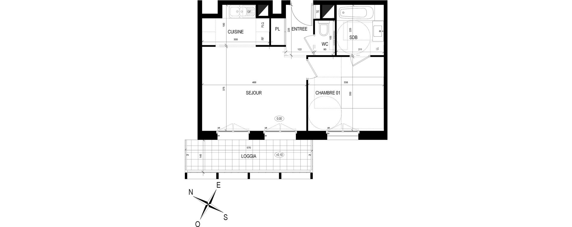 Appartement T2 de 42,31 m2 &agrave; Reims Charles arnould - clairmarais