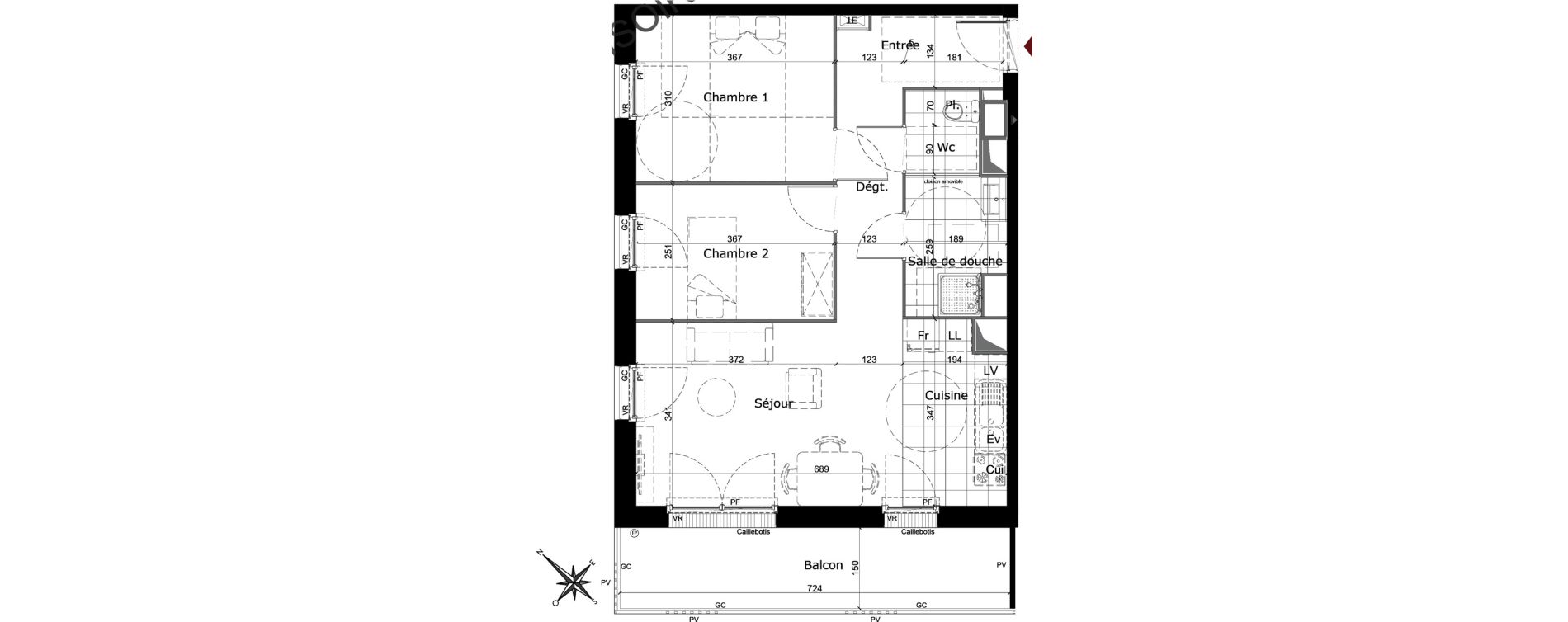 Appartement T3 de 59,93 m2 &agrave; Reims Courlancy