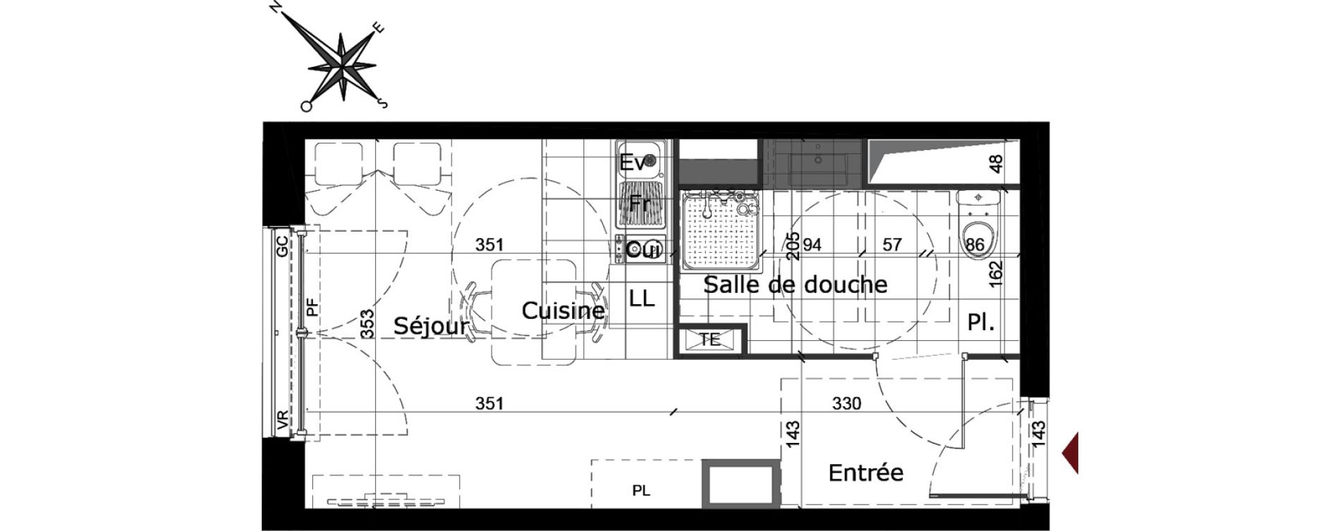 Appartement T1 de 22,31 m2 &agrave; Reims Courlancy