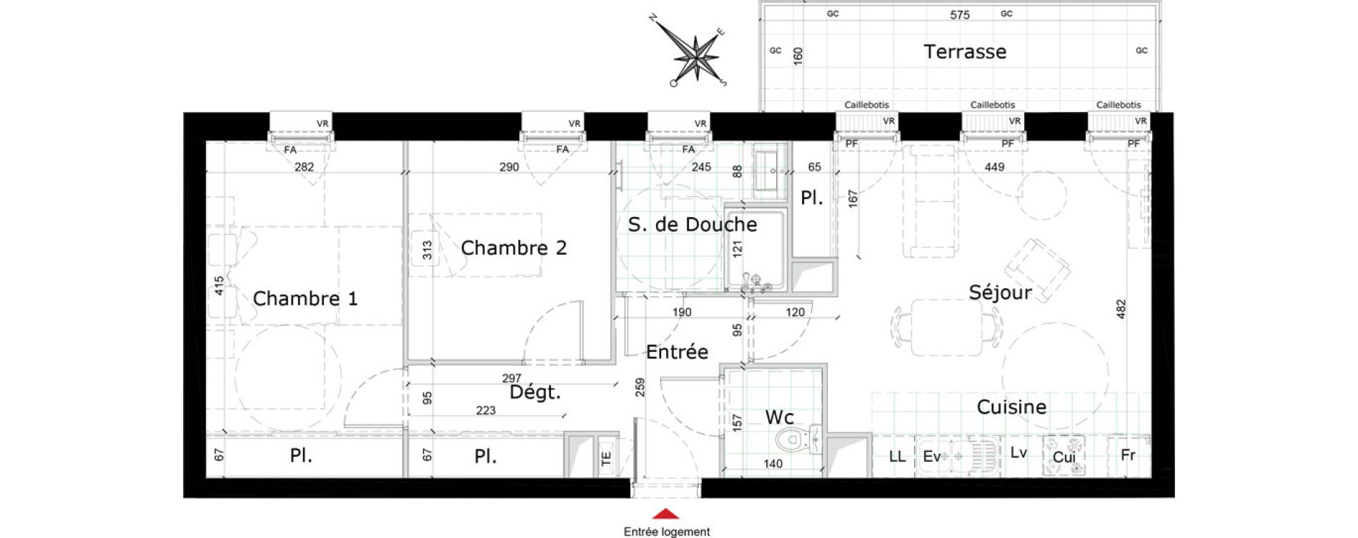 Appartement T3 de 62,53 m2 &agrave; Reims Courlancy