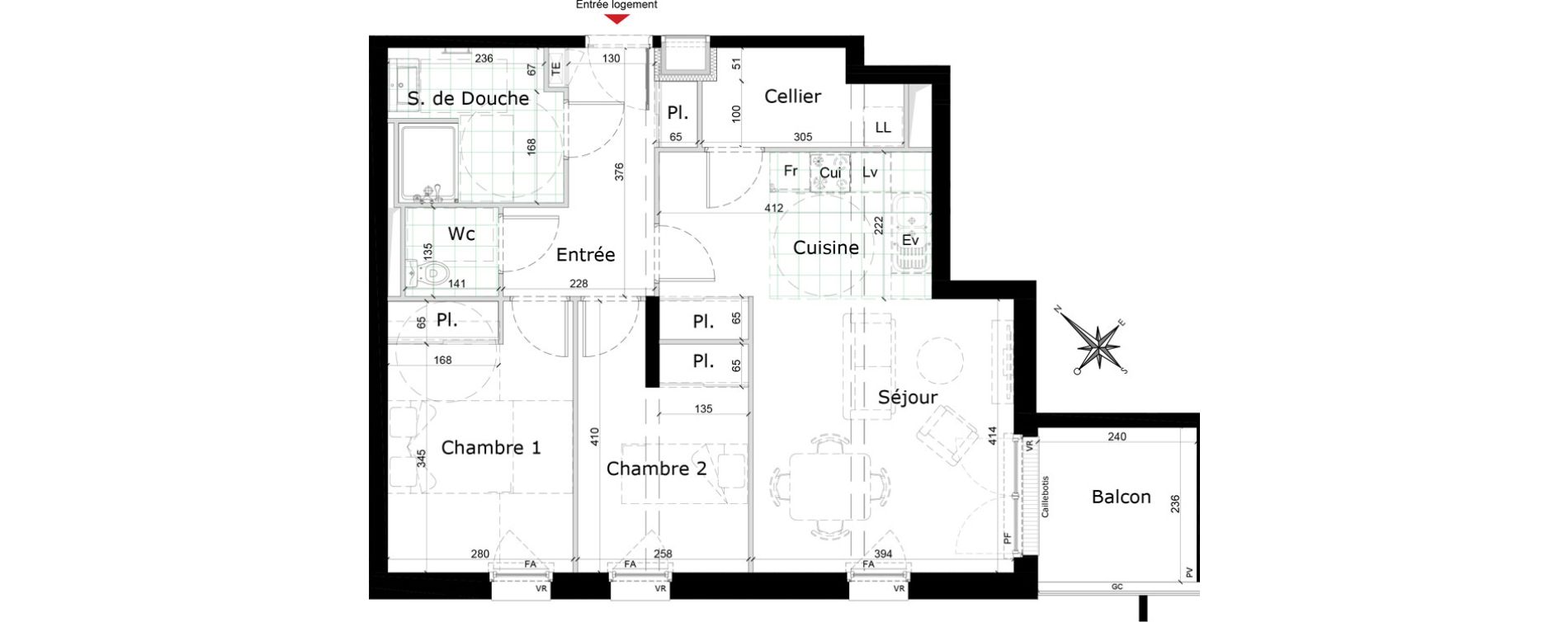 Appartement T3 de 65,91 m2 &agrave; Reims Courlancy