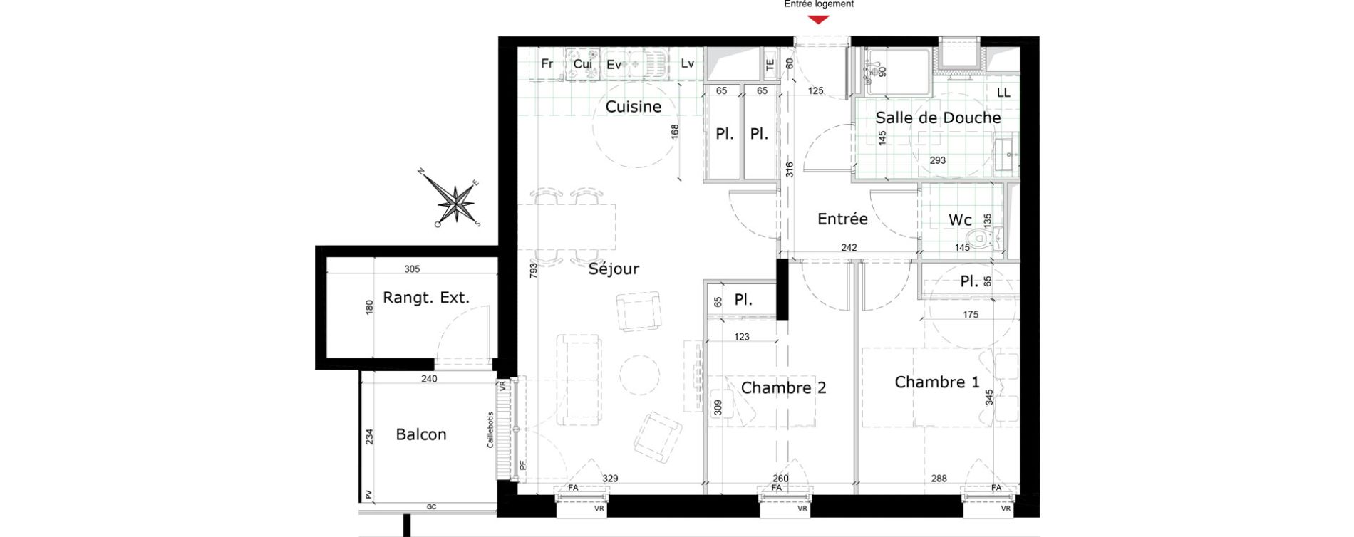 Appartement T3 de 66,63 m2 &agrave; Reims Courlancy
