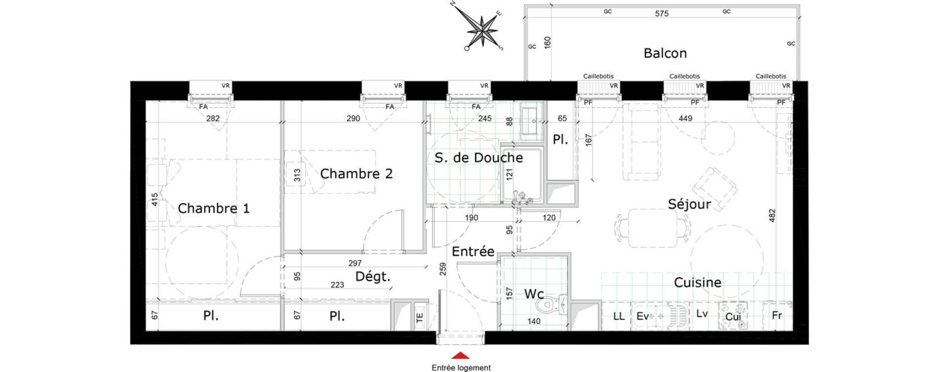 Appartement T3 de 62,53 m2 &agrave; Reims Courlancy