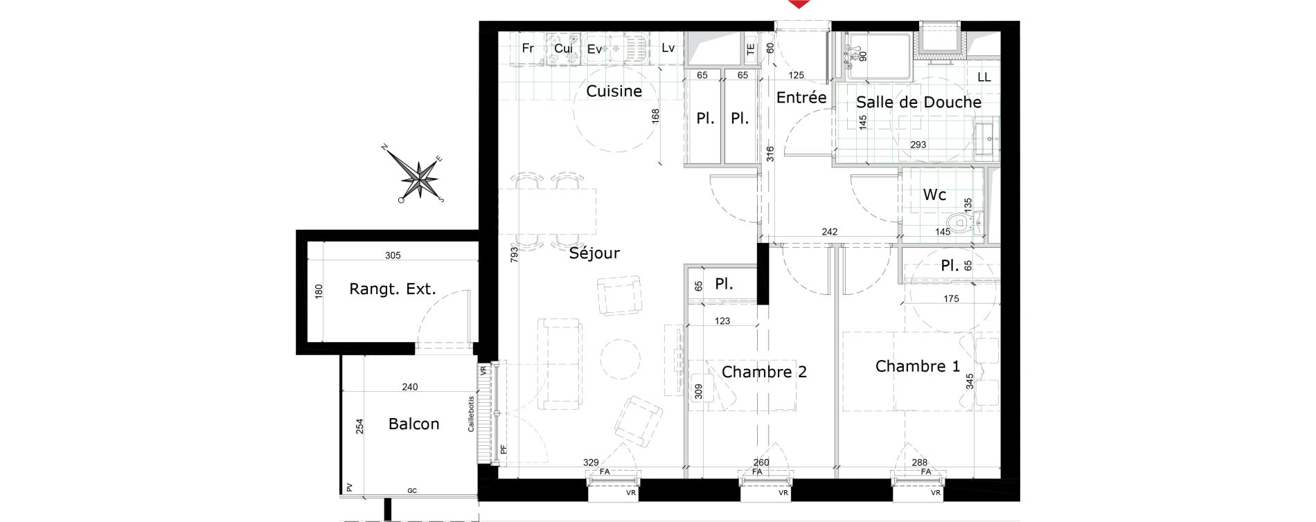 Appartement T3 de 66,63 m2 &agrave; Reims Courlancy
