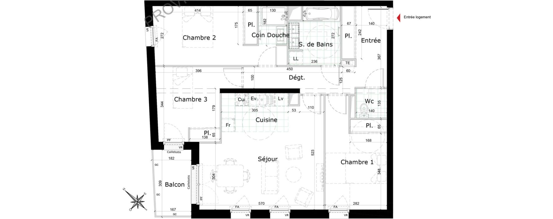 Appartement T4 de 88,27 m2 &agrave; Reims Courlancy