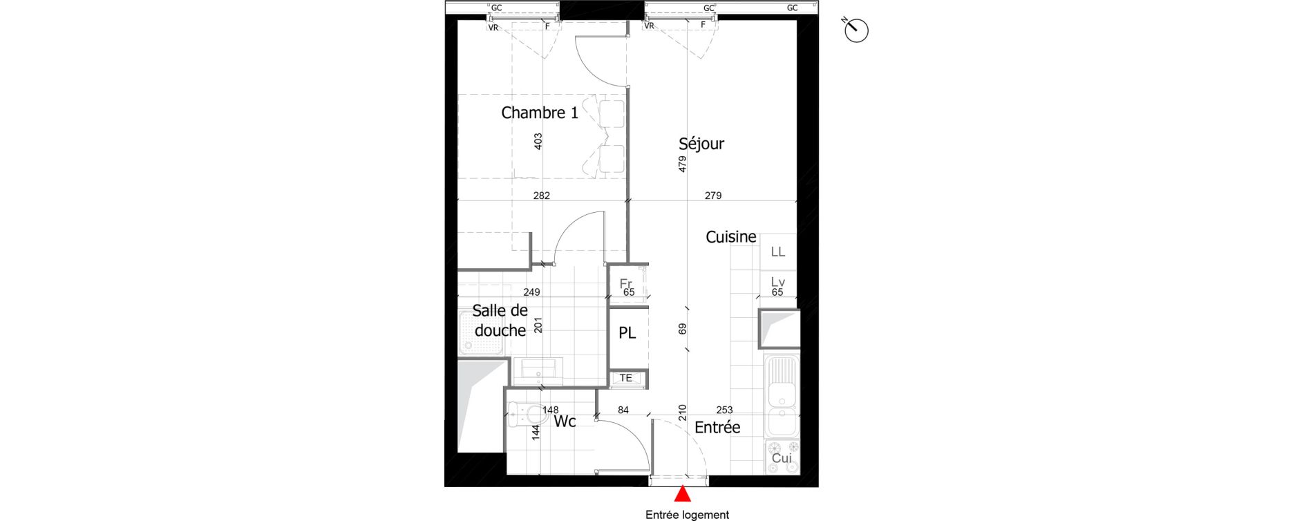 Appartement T2 de 40,18 m2 &agrave; Reims Courlancy