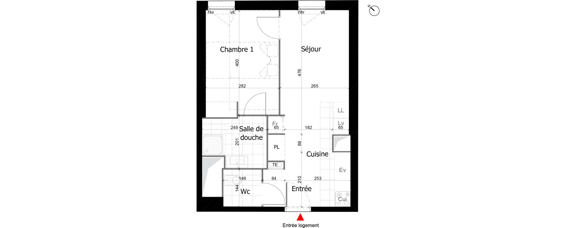 Appartement T2 de 39,68 m2 &agrave; Reims Courlancy