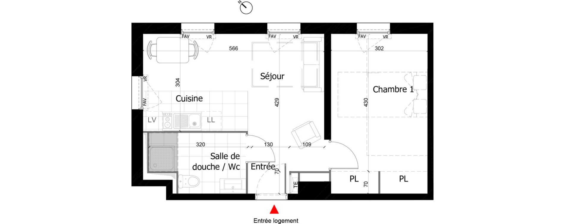 Appartement T2 de 41,50 m2 &agrave; Reims Courlancy