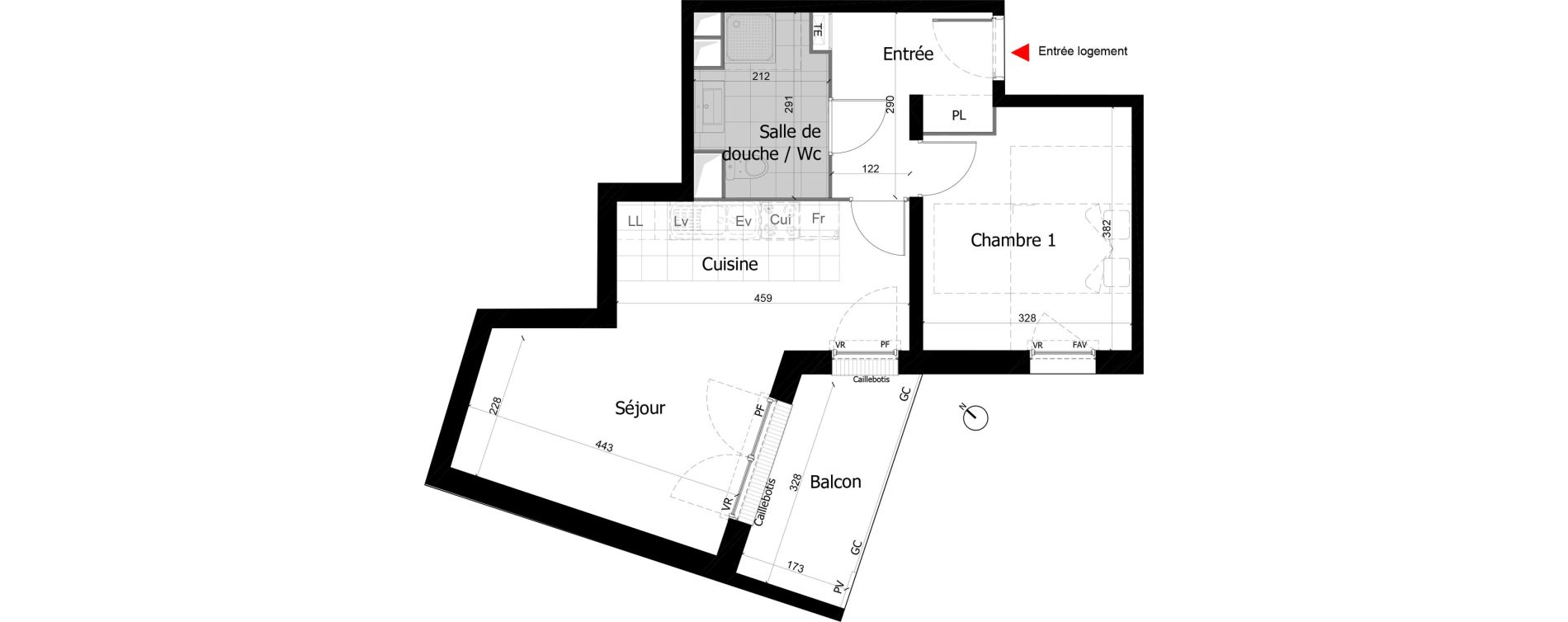 Appartement T2 de 46,45 m2 &agrave; Reims Courlancy