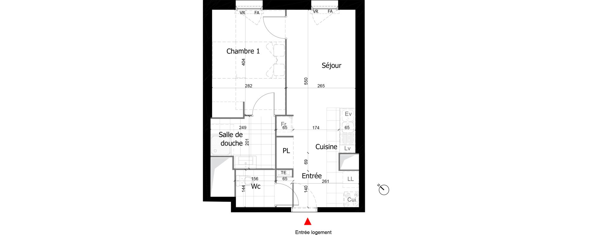 Appartement T2 de 39,24 m2 &agrave; Reims Courlancy