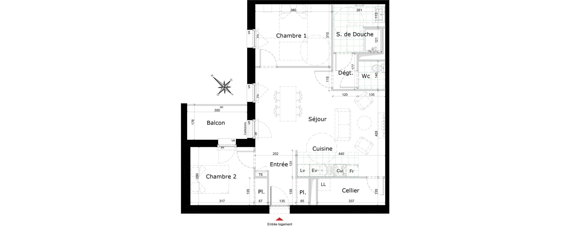 Appartement T3 de 71,30 m2 &agrave; Reims Courlancy