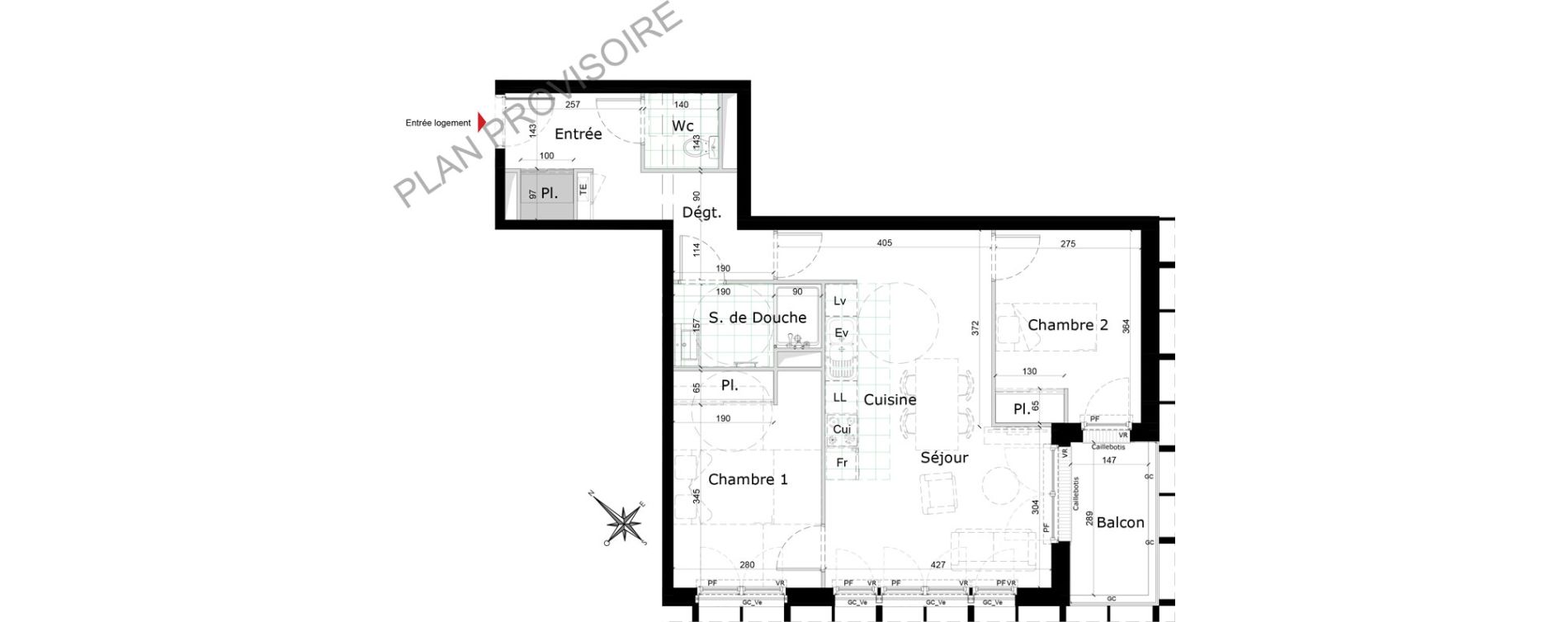 Appartement T3 de 62,41 m2 &agrave; Reims Courlancy