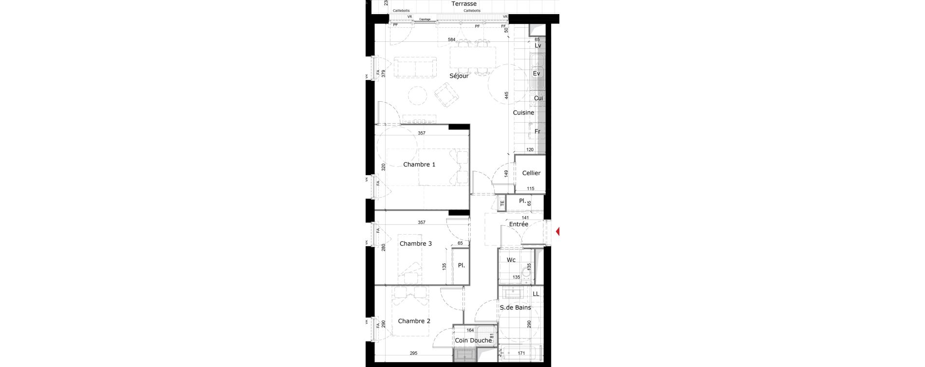 Appartement T4 de 79,39 m2 &agrave; Reims Courlancy