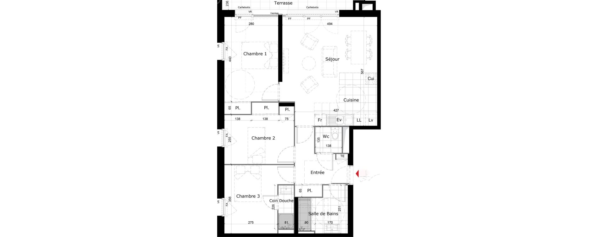 Appartement T4 de 77,43 m2 &agrave; Reims Courlancy