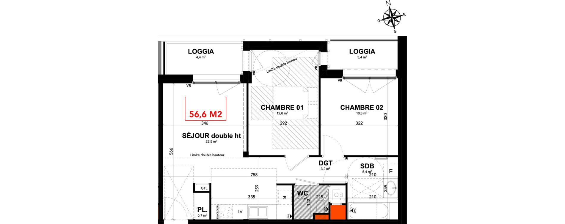 Appartement T3 de 56,60 m2 &agrave; Reims Clairmarais