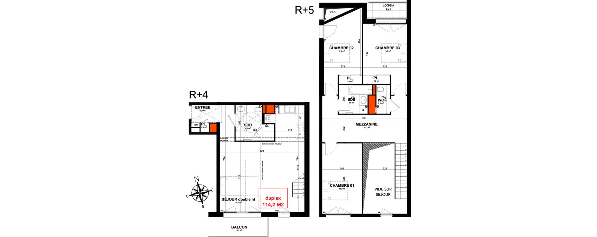 Duplex T4 de 114,20 m2 &agrave; Reims Clairmarais