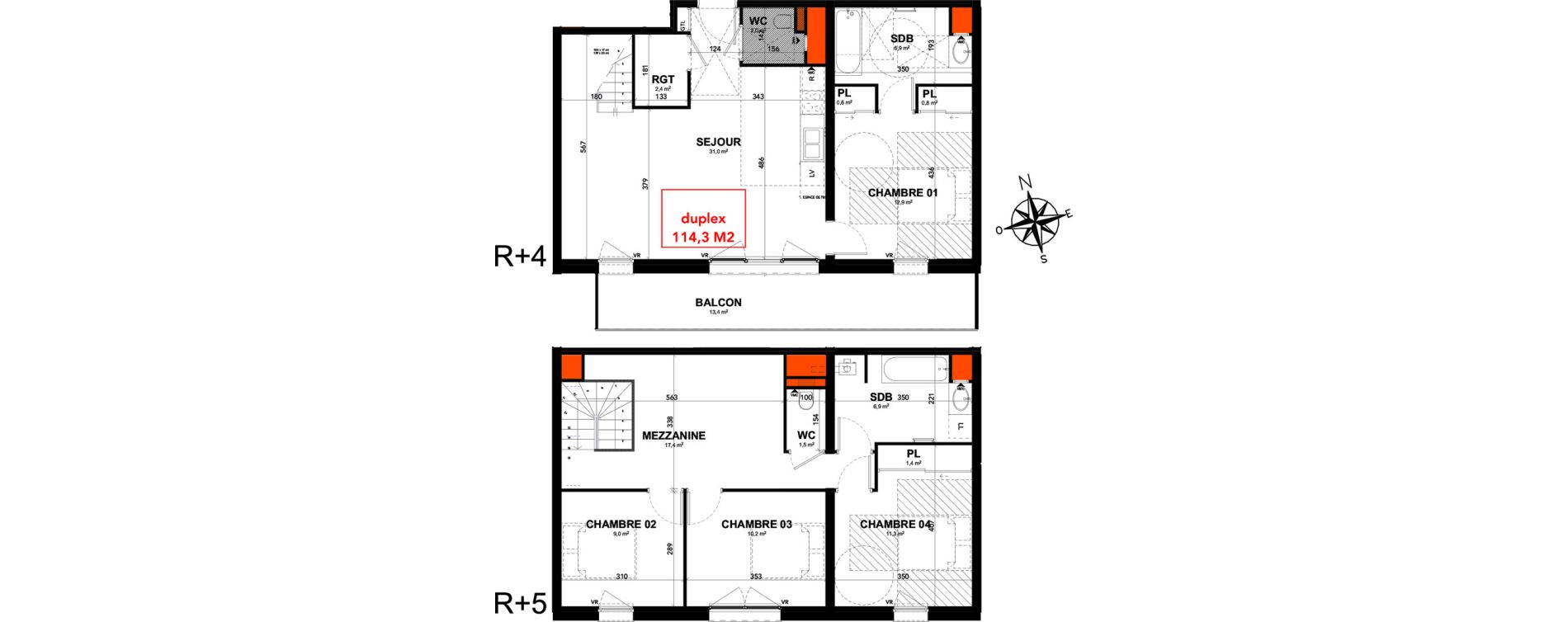 Duplex T5 de 114,30 m2 &agrave; Reims Clairmarais