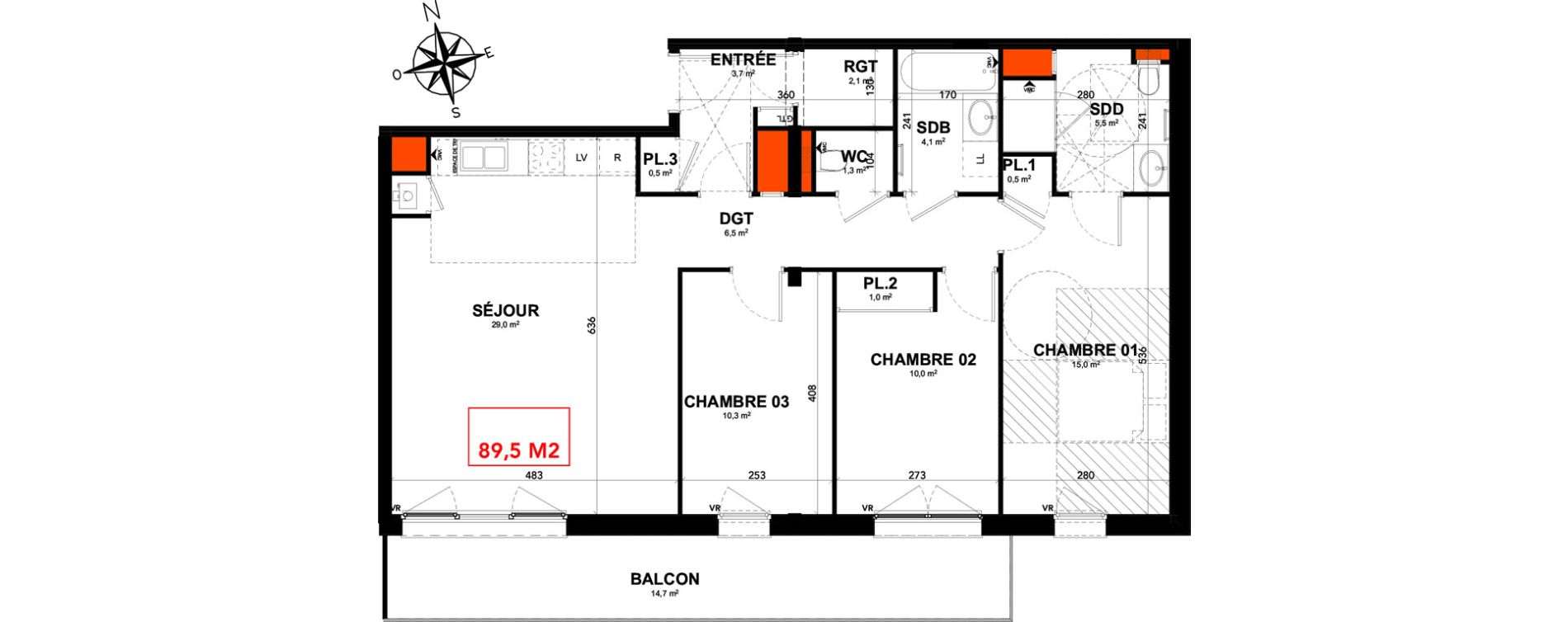 Appartement T4 de 89,50 m2 &agrave; Reims Clairmarais