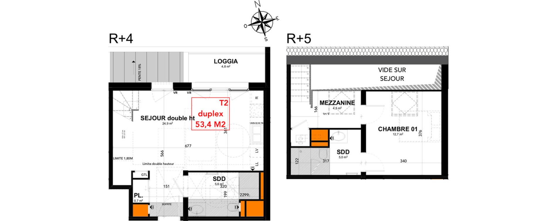 Duplex T2 de 53,40 m2 &agrave; Reims Clairmarais