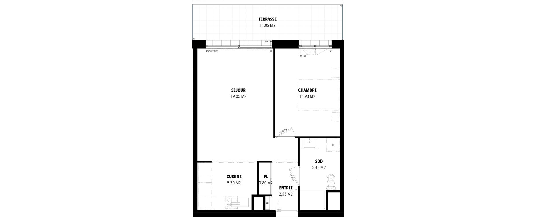 Appartement T2 de 45,45 m2 &agrave; Tinqueux Haubette