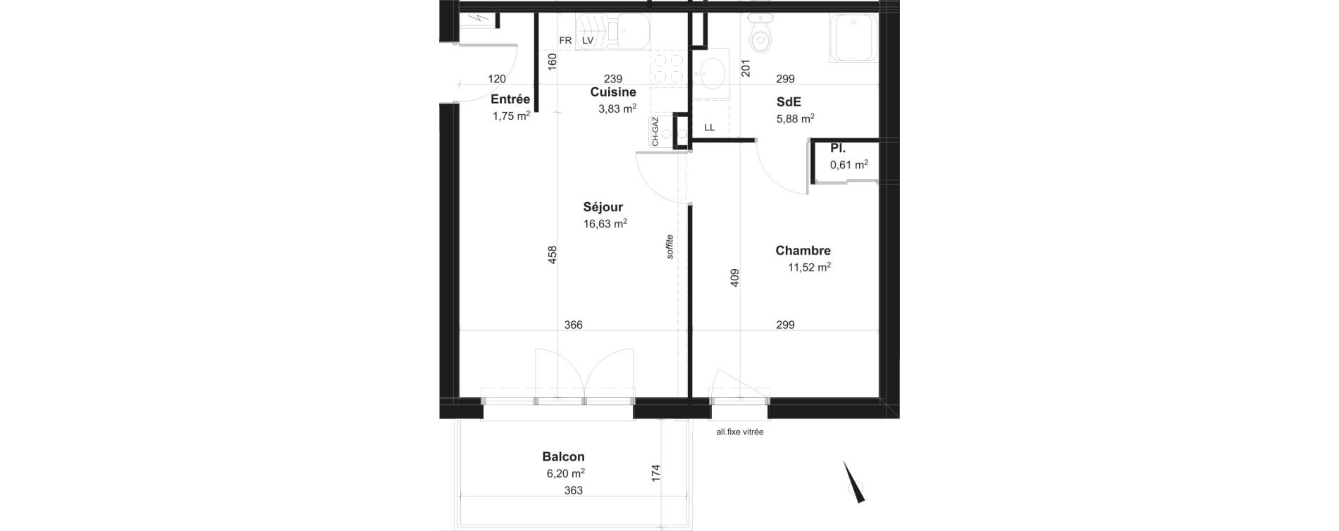 Appartement T2 de 40,22 m2 &agrave; Fl&eacute;ville-Devant-Nancy Centre