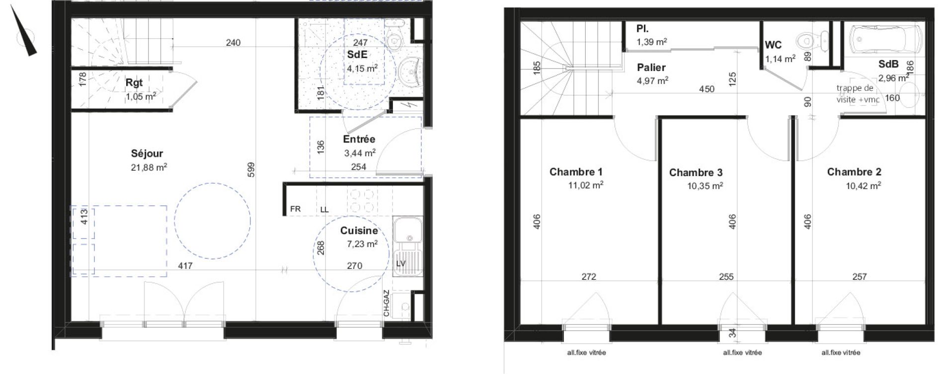 Duplex T4 de 80,00 m2 &agrave; Fl&eacute;ville-Devant-Nancy Centre