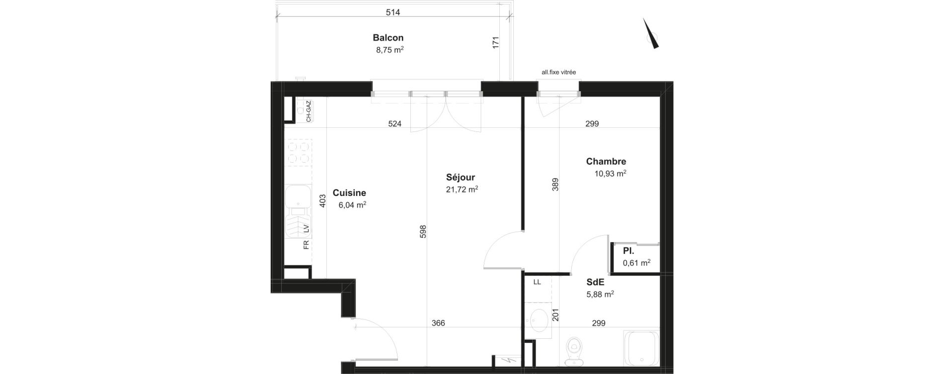 Appartement T2 de 45,18 m2 &agrave; Fl&eacute;ville-Devant-Nancy Centre