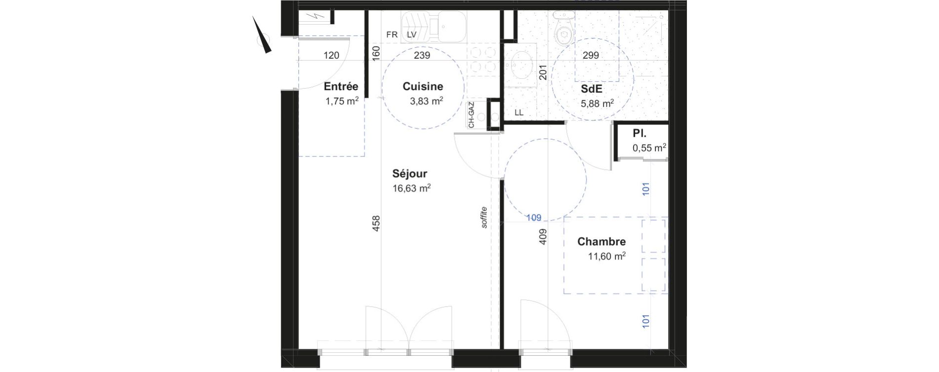 Appartement T2 de 40,24 m2 &agrave; Fl&eacute;ville-Devant-Nancy Centre