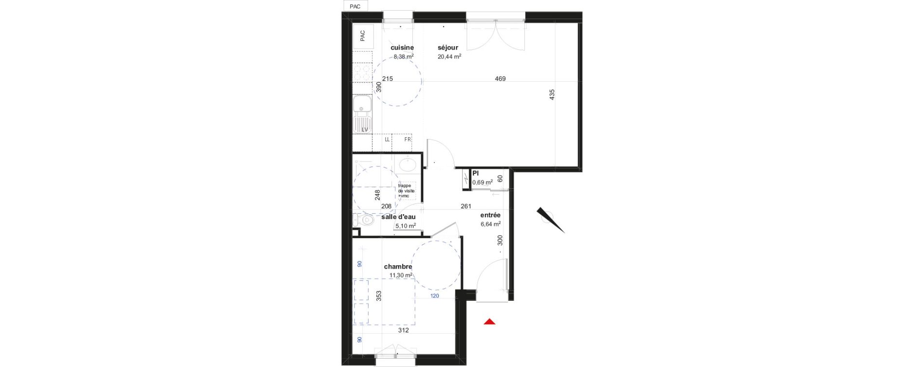 Maison T2 de 52,55 m2 &agrave; Fl&eacute;ville-Devant-Nancy Centre