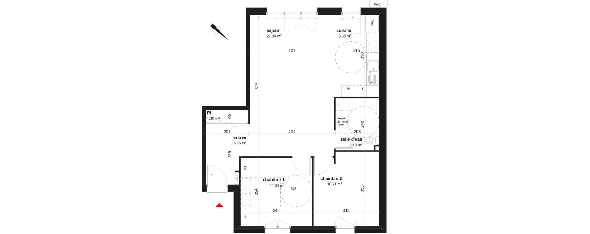 Maison T3 de 68,61 m2 &agrave; Fl&eacute;ville-Devant-Nancy Centre