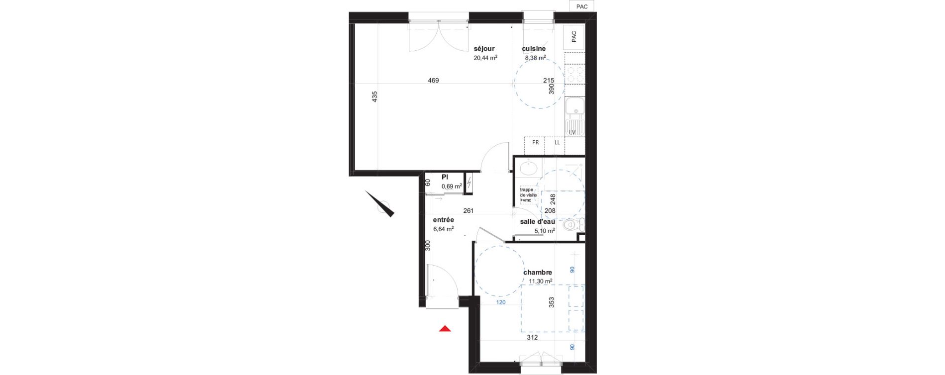 Maison T2 de 52,55 m2 &agrave; Fl&eacute;ville-Devant-Nancy Centre