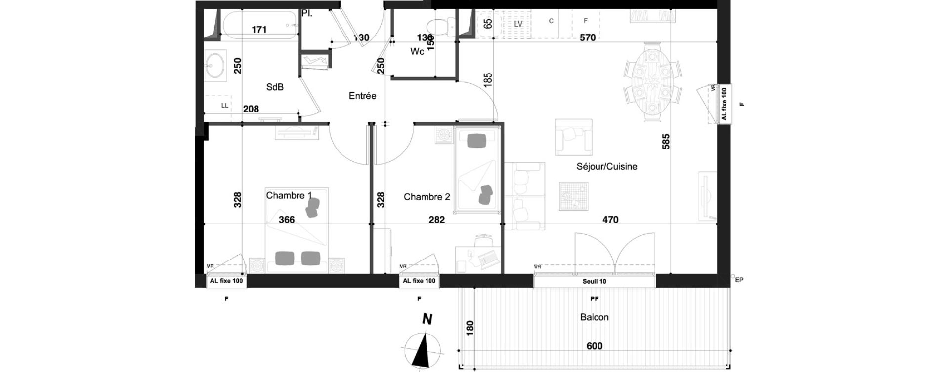 Appartement T3 de 63,90 m2 &agrave; Herserange Centre