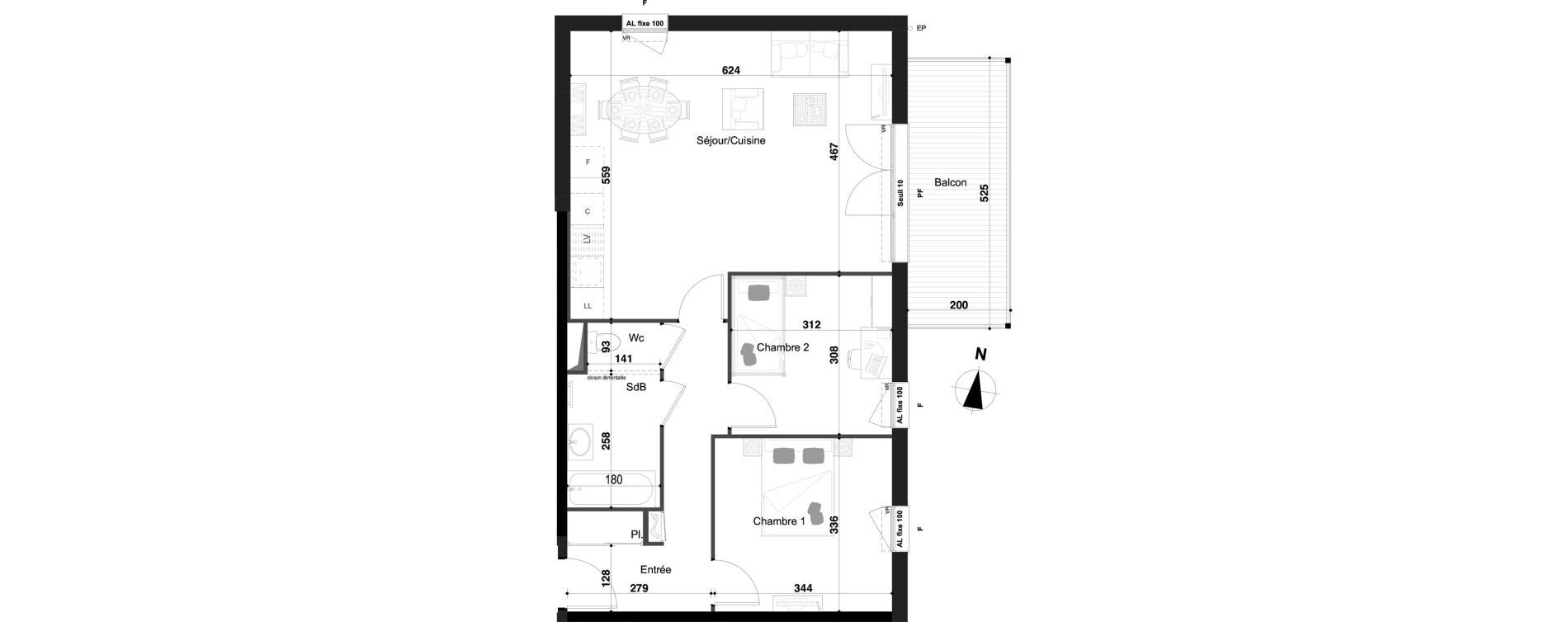 Appartement T3 de 68,35 m2 &agrave; Herserange Centre