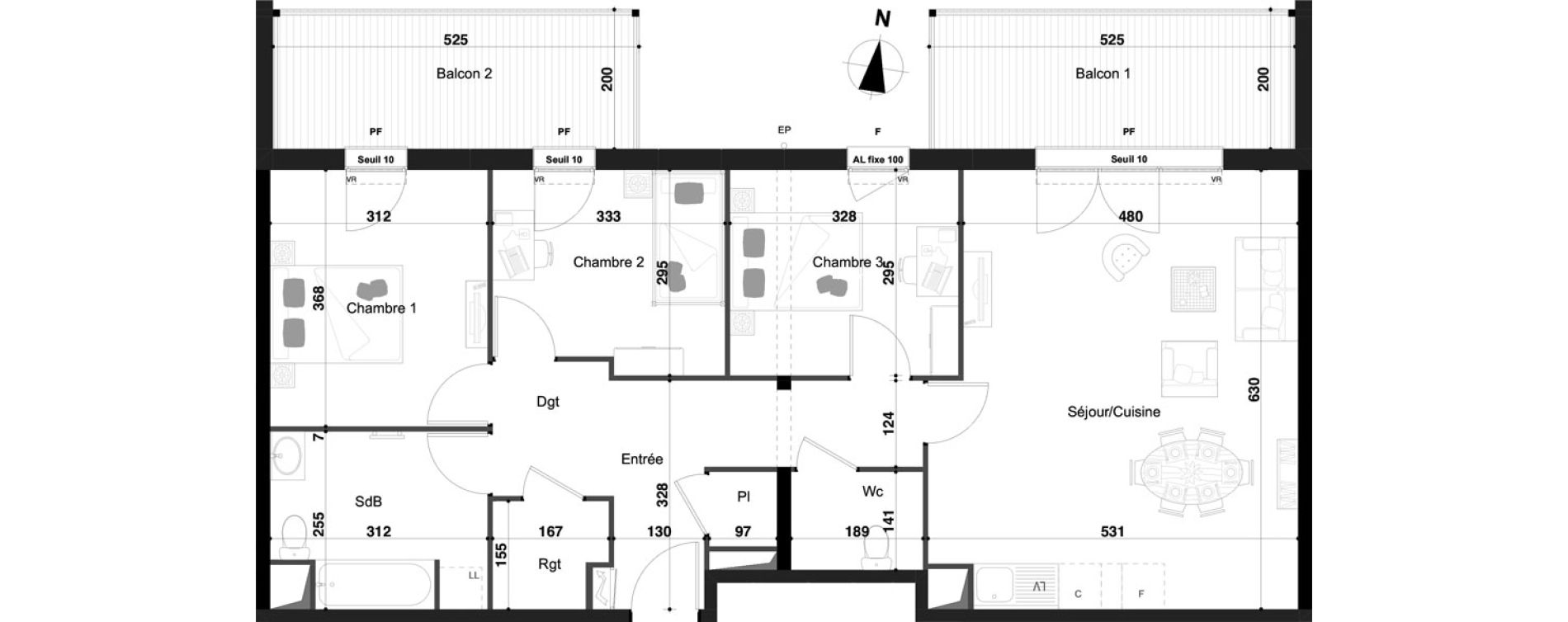 Appartement T4 de 87,00 m2 &agrave; Herserange Centre
