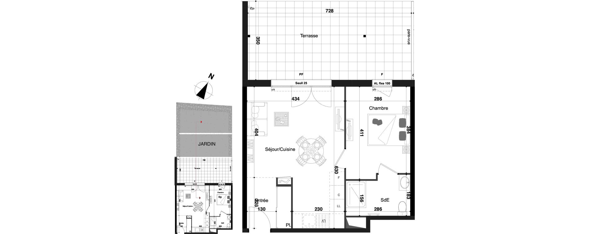 Appartement T2 de 43,10 m2 &agrave; Herserange Centre