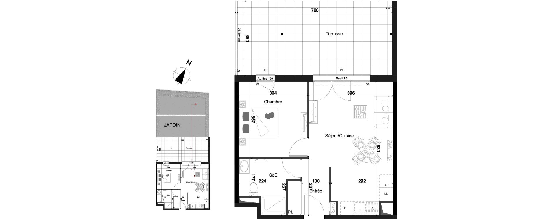 Appartement T2 de 43,36 m2 &agrave; Herserange Centre