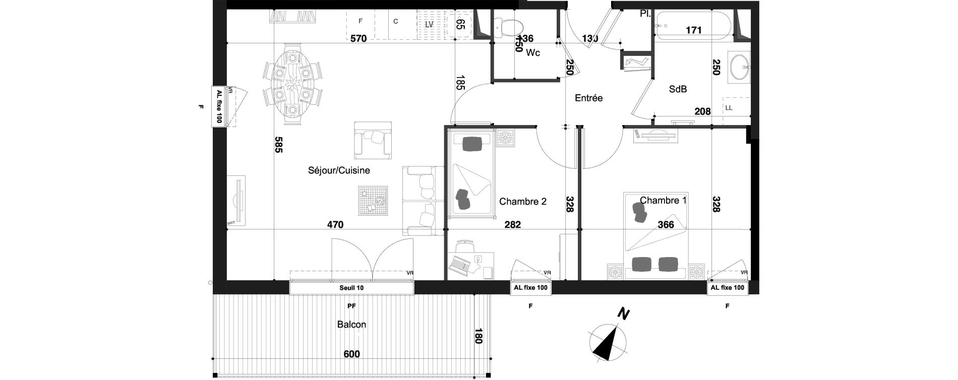 Appartement T3 de 63,90 m2 &agrave; Herserange Centre