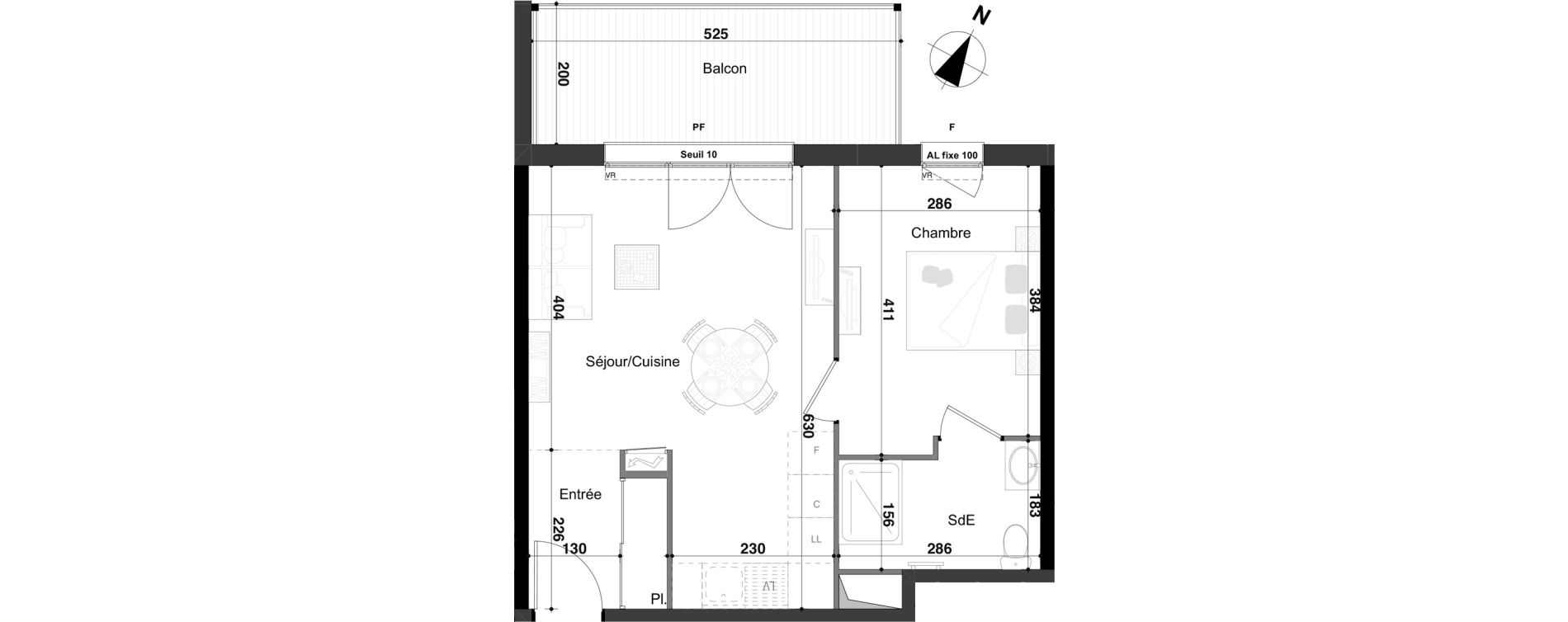 Appartement T2 de 43,10 m2 &agrave; Herserange Centre
