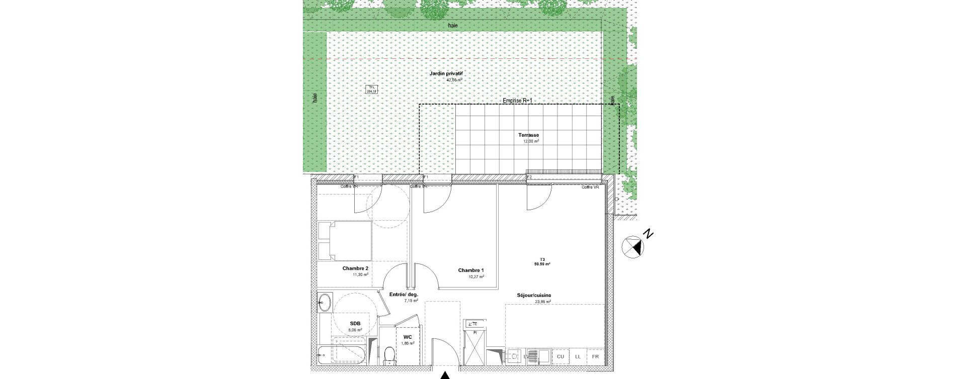 Appartement T3 de 59,59 m2 &agrave; Laxou Centre
