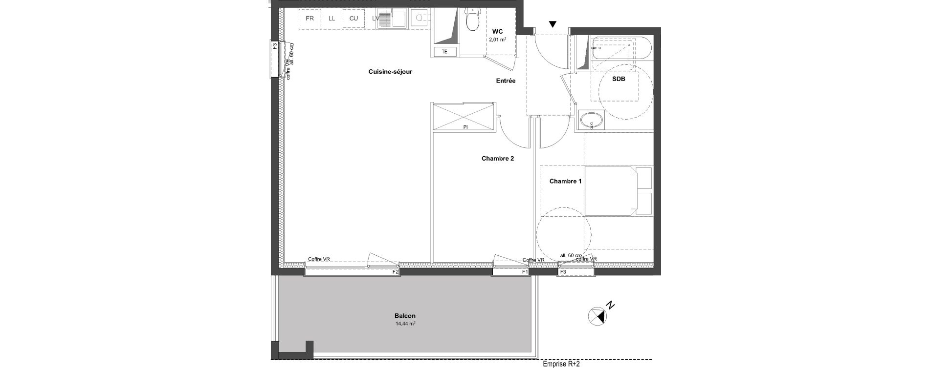 Appartement T3 de 64,68 m2 &agrave; Laxou Centre