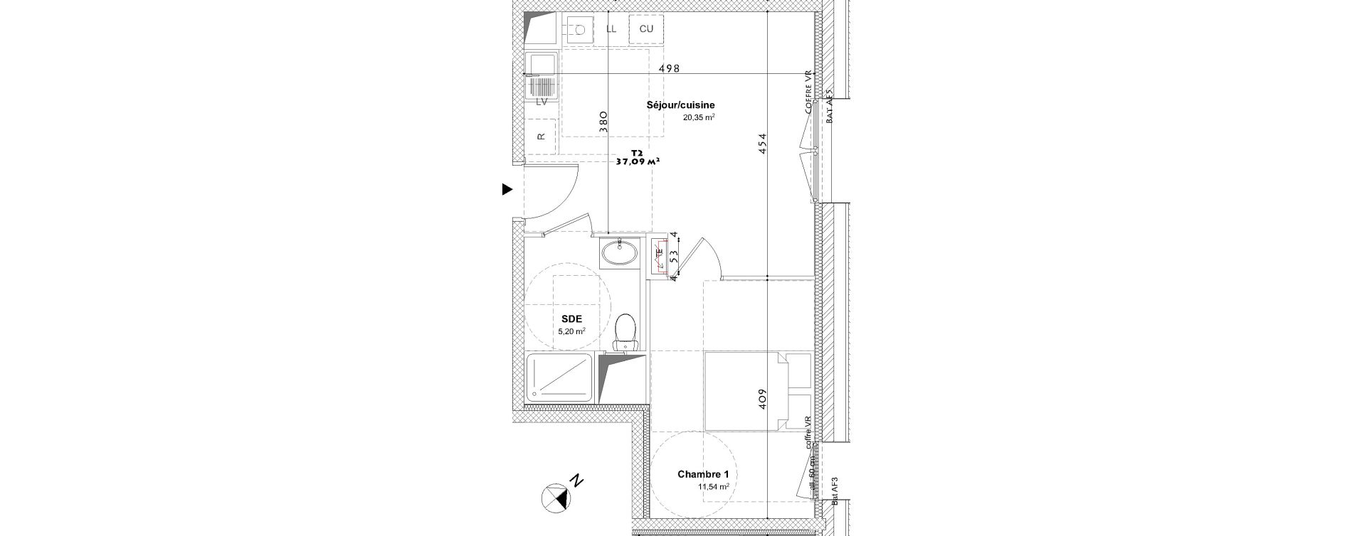 Appartement T2 de 37,09 m2 &agrave; Laxou Centre
