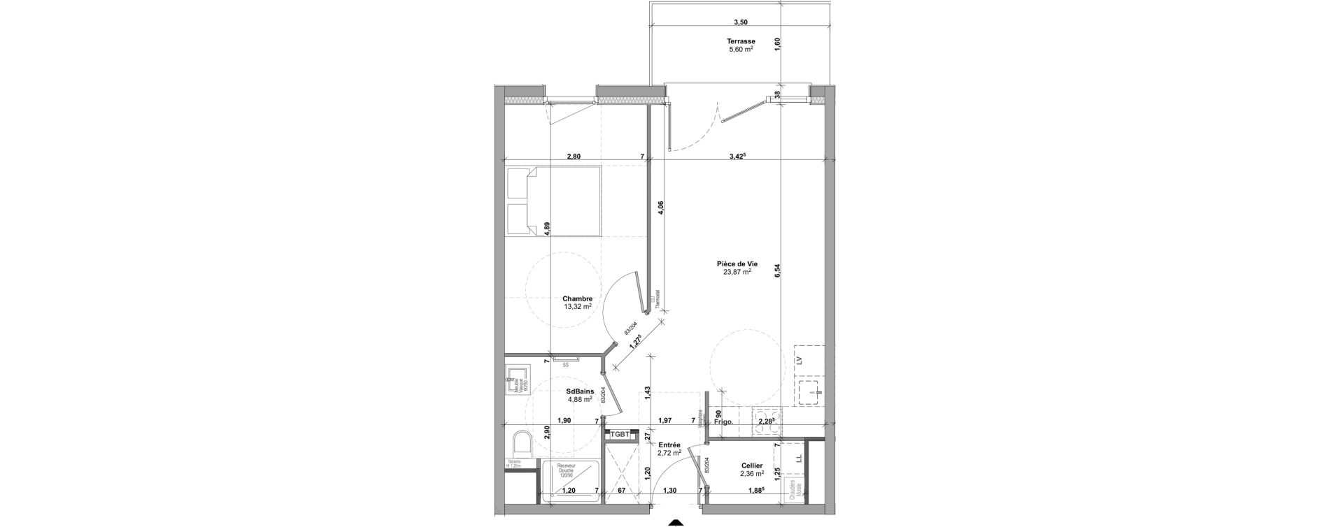 Appartement T3 de 47,15 m2 &agrave; Malz&eacute;ville Centre