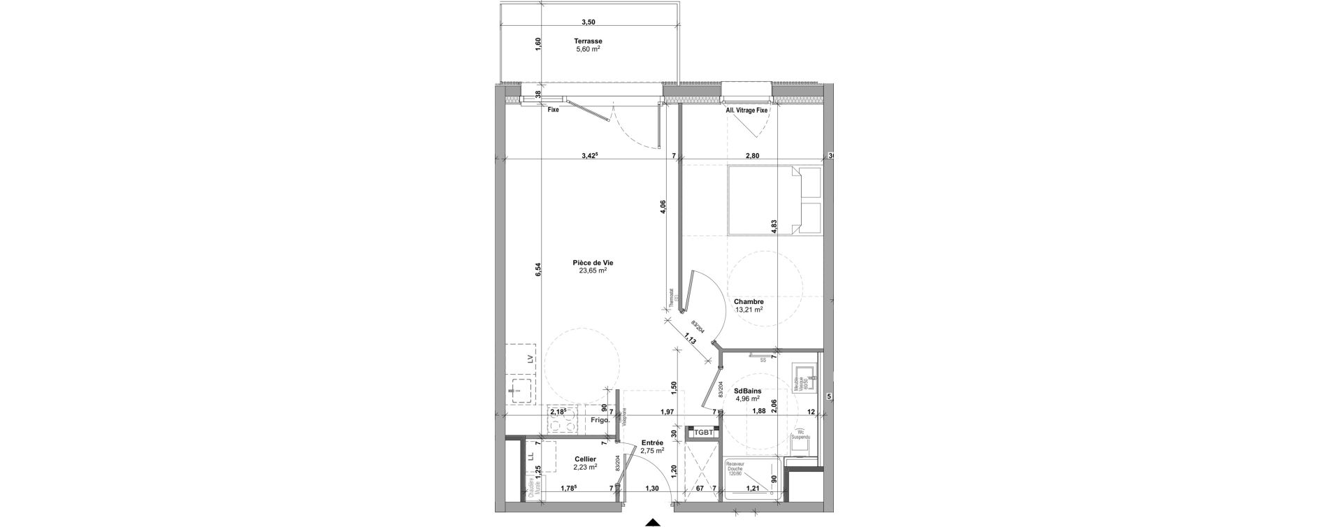 Appartement T2 de 46,80 m2 &agrave; Malz&eacute;ville Centre