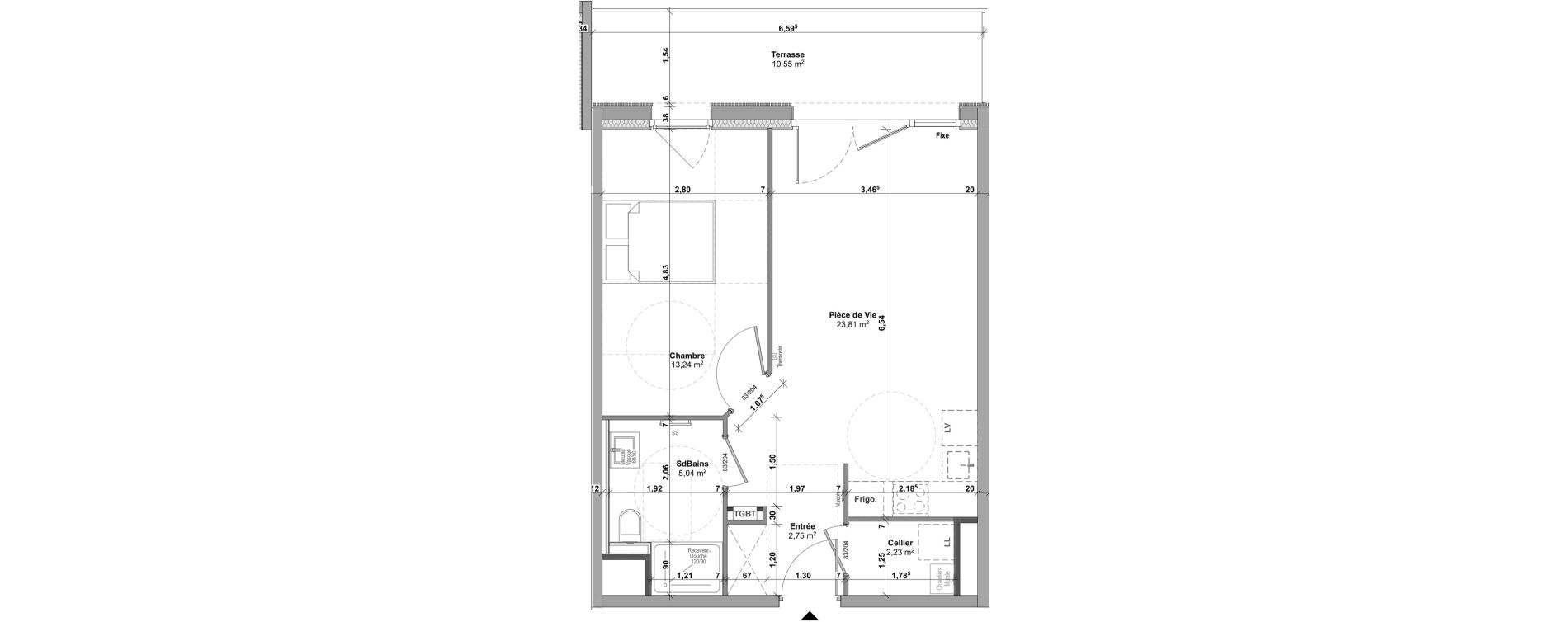 Appartement T2 de 47,07 m2 &agrave; Malz&eacute;ville Centre