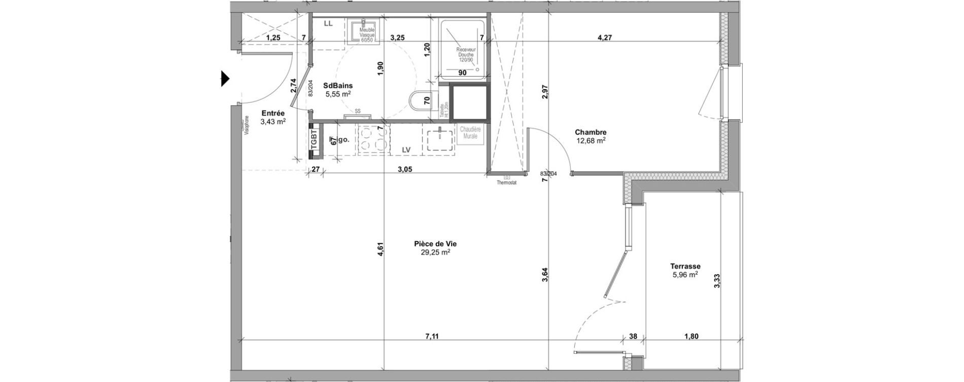 Appartement T2 de 50,91 m2 &agrave; Malz&eacute;ville Centre
