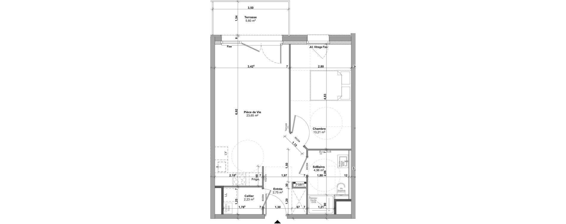 Appartement T2 de 46,80 m2 &agrave; Malz&eacute;ville Centre