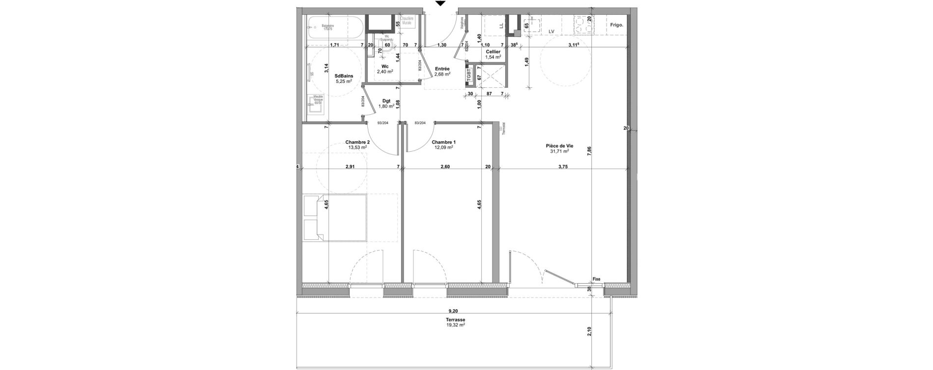 Appartement T3 de 71,00 m2 &agrave; Malz&eacute;ville Centre